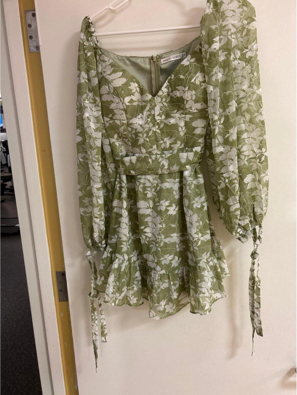 Saints and Secrets Green And White Floral Sun Dress